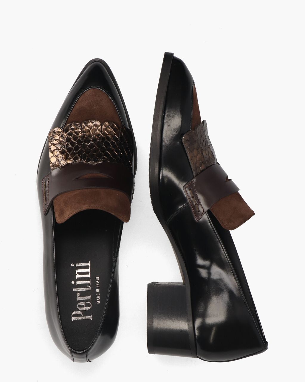 Pertini 32542 Zwart/Bruin Damesloafers