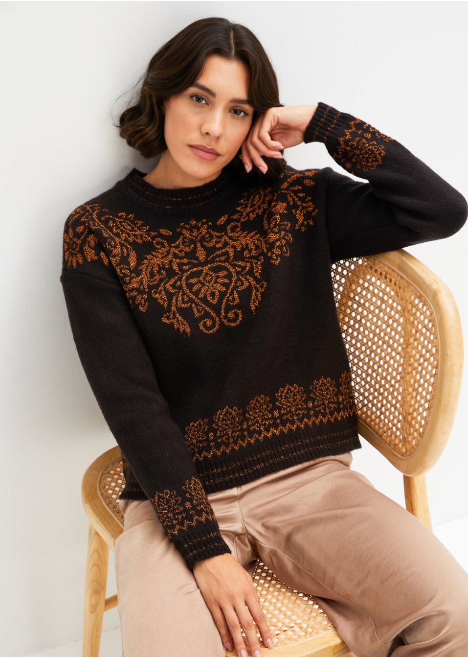 Pull avec motif en lurex