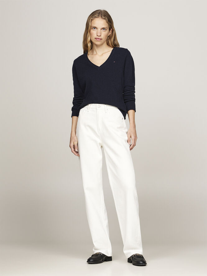 Tommy Hilfiger SOFT WOOL V-NK LS SWEATER Desert sky
