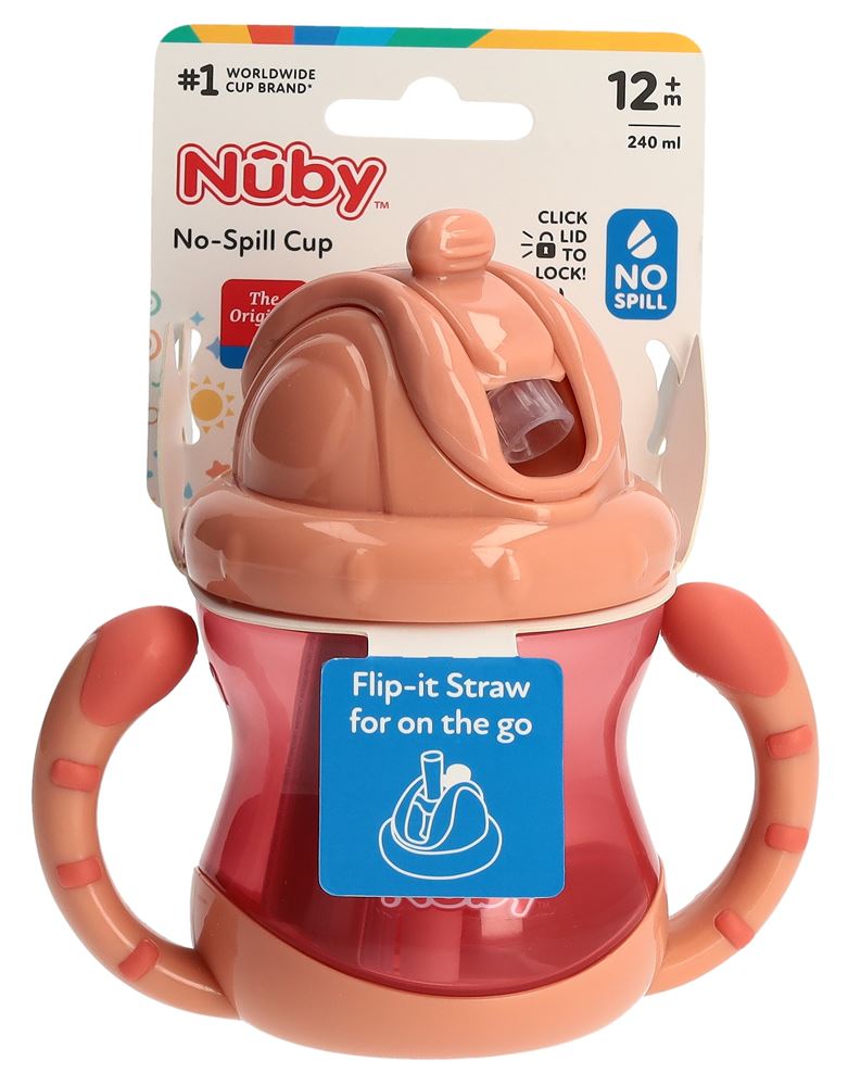 NUBY Flip-It Trinkhalmtasse 240ml Twin Handle 1 Stk
