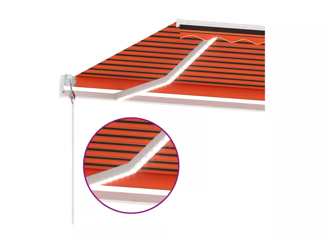Auvent automatique capteur de vent LED 600x300 cm Orange marron