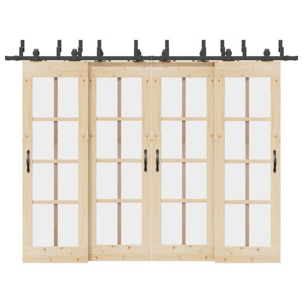 Kit de Ferragens para Porta Deslizante 305 cm Aço Preto - 727611268
