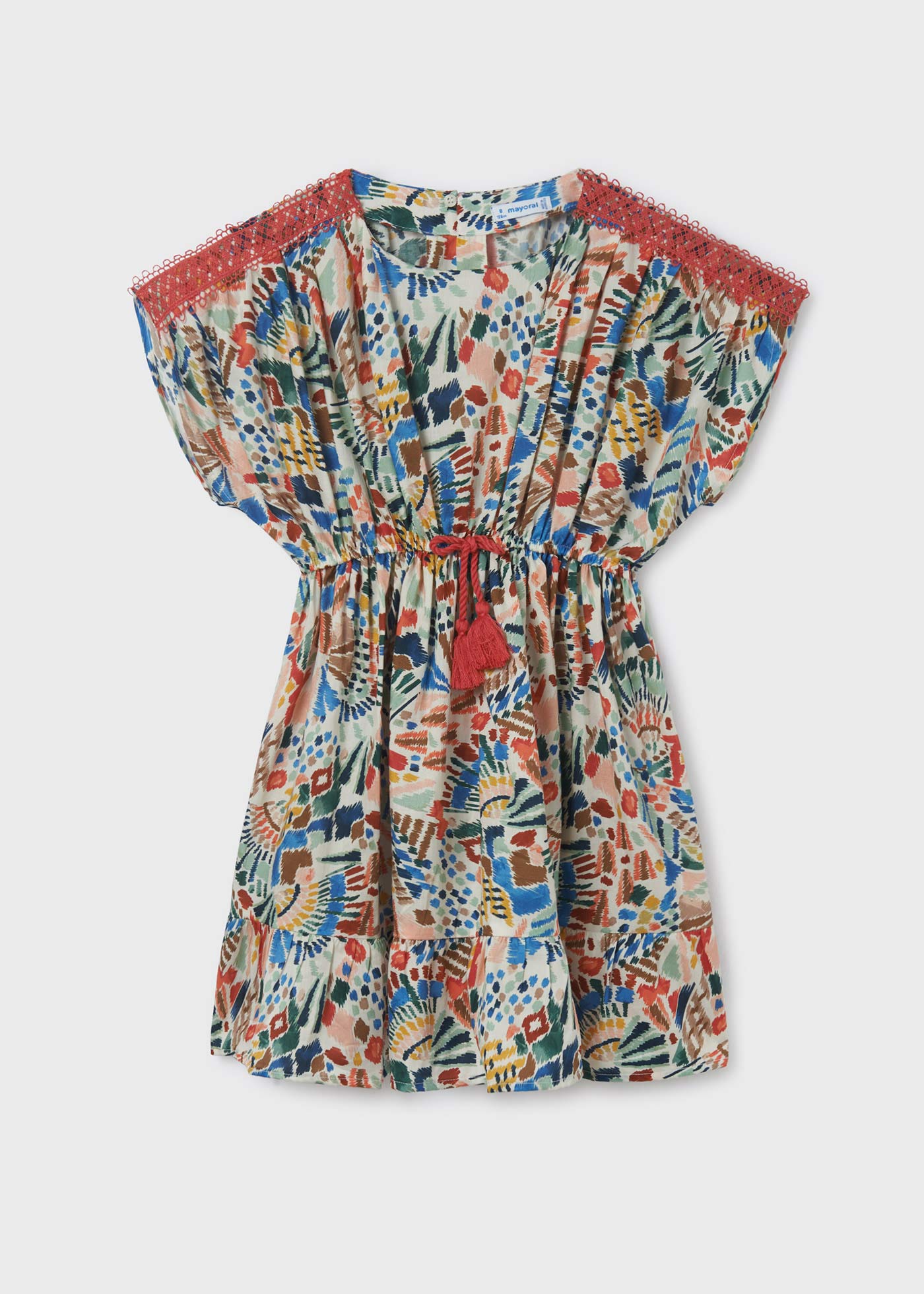 Vestido de algodão estampado para meninas
