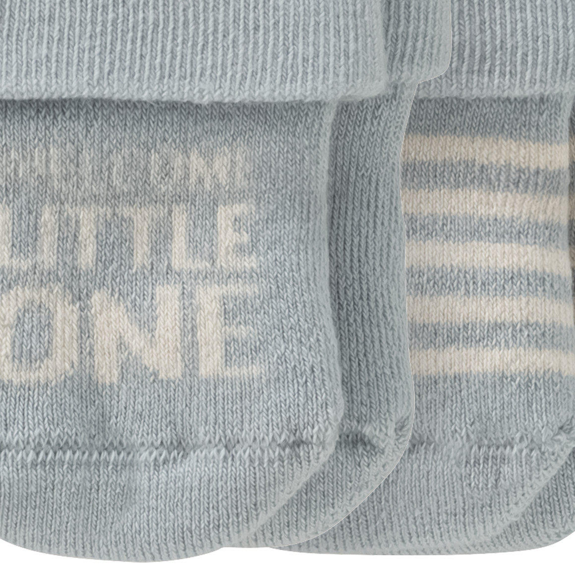 Topomini Pure Collection 2 Paar Newborn Socken mit Schriftzug hellblau / creme