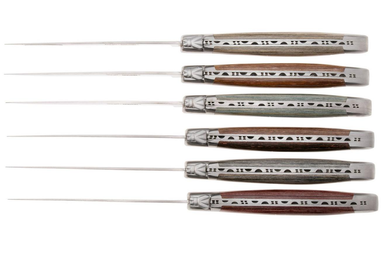 Laguiole en Aubrac 62C12PKDIH Pakkawood Mixed Colours, Matt, 6-delige steakmessenset