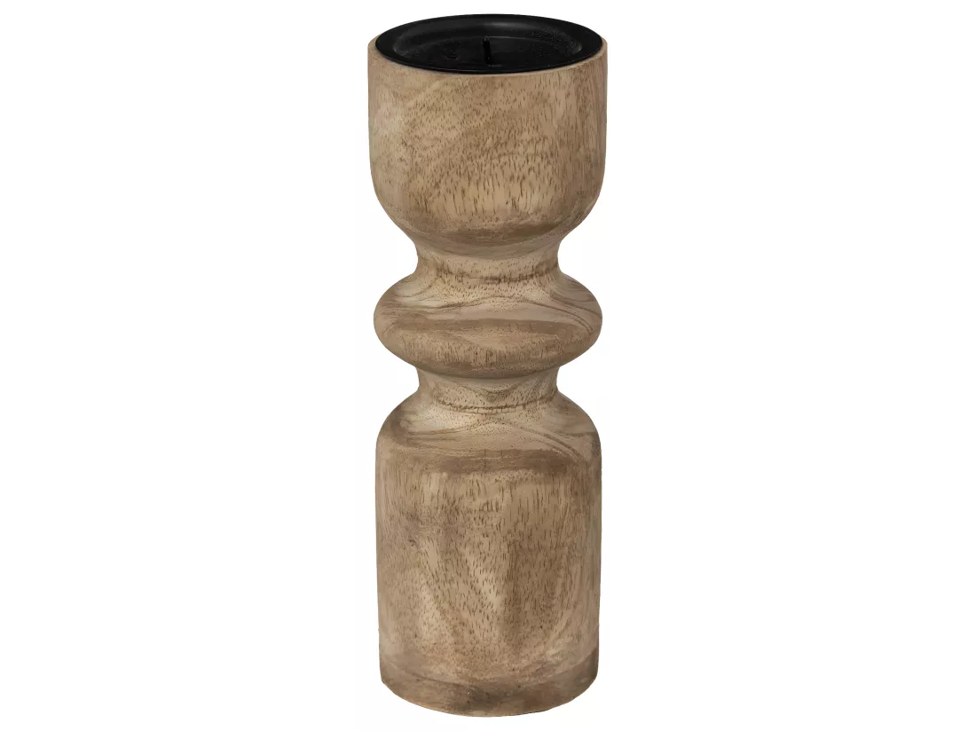 Bougeoir Chandelier en Bois de Manguier H 23 cm