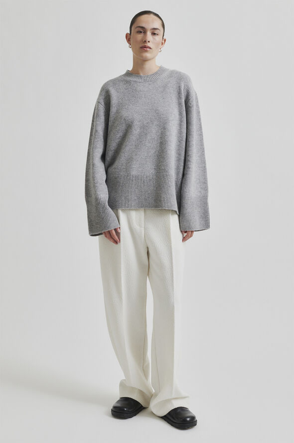 Second Female Alpha Knit O-Neck Grey melange