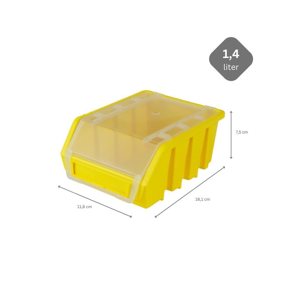 PROREGAL SuperSaver Set 10x Opbergdoos 2 met deksel HxBxD 7,5 x 11,6 x 16,1 cm Polypropyleen Geel