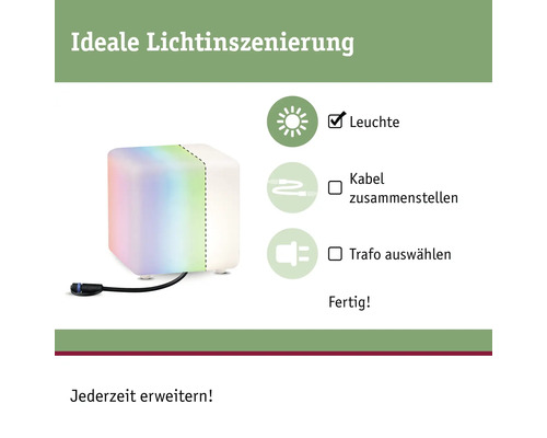 Paulmann Plug & Shine ZigBee RGBW IP65 2.8W 110 lm Cube wit 230/24 V - Compatibel met SMART HOME van hornbach