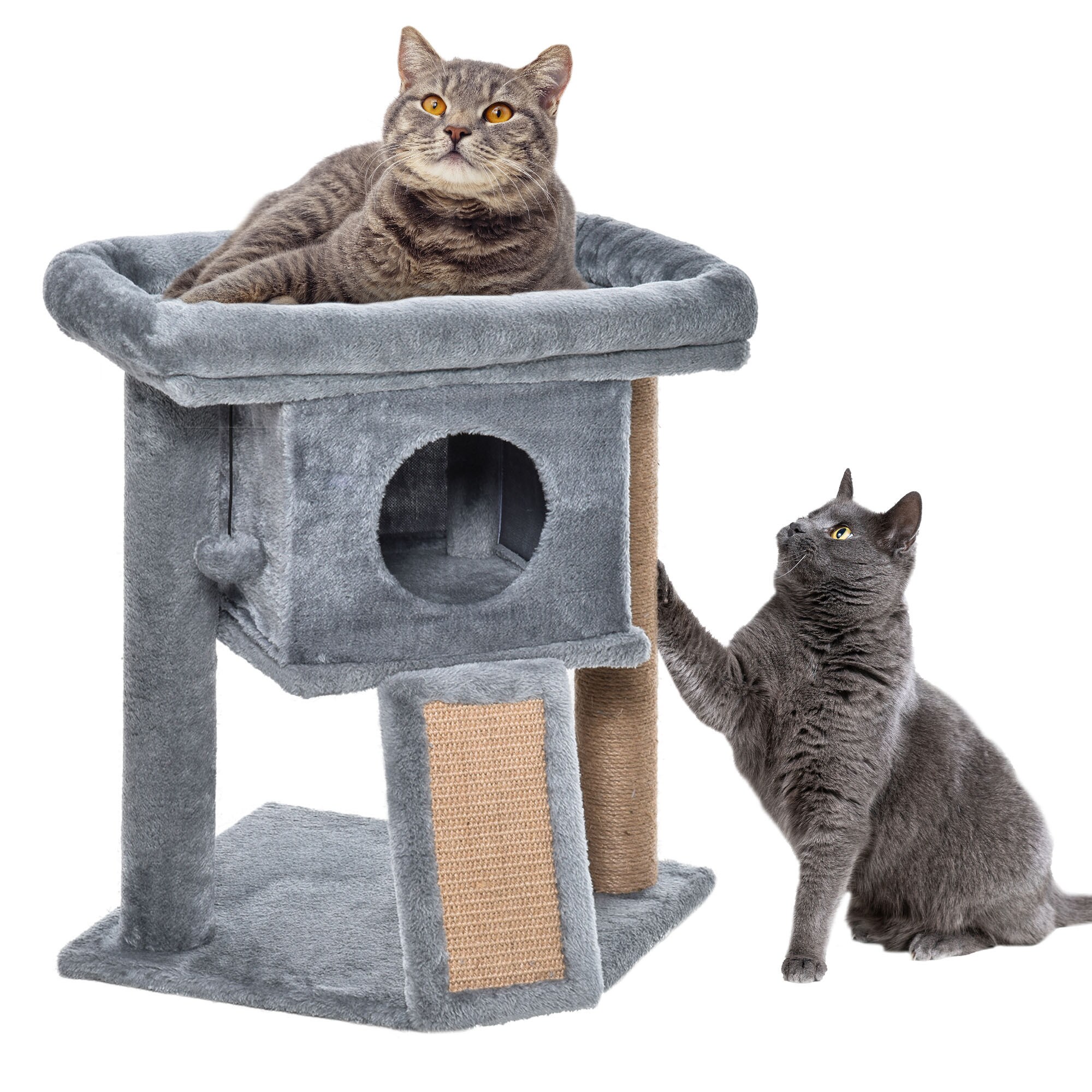 PawHut Katzenbaum mit Kratzbrett, Spielball und Häuschen 40 x 40 x 57 (BxTxH)
