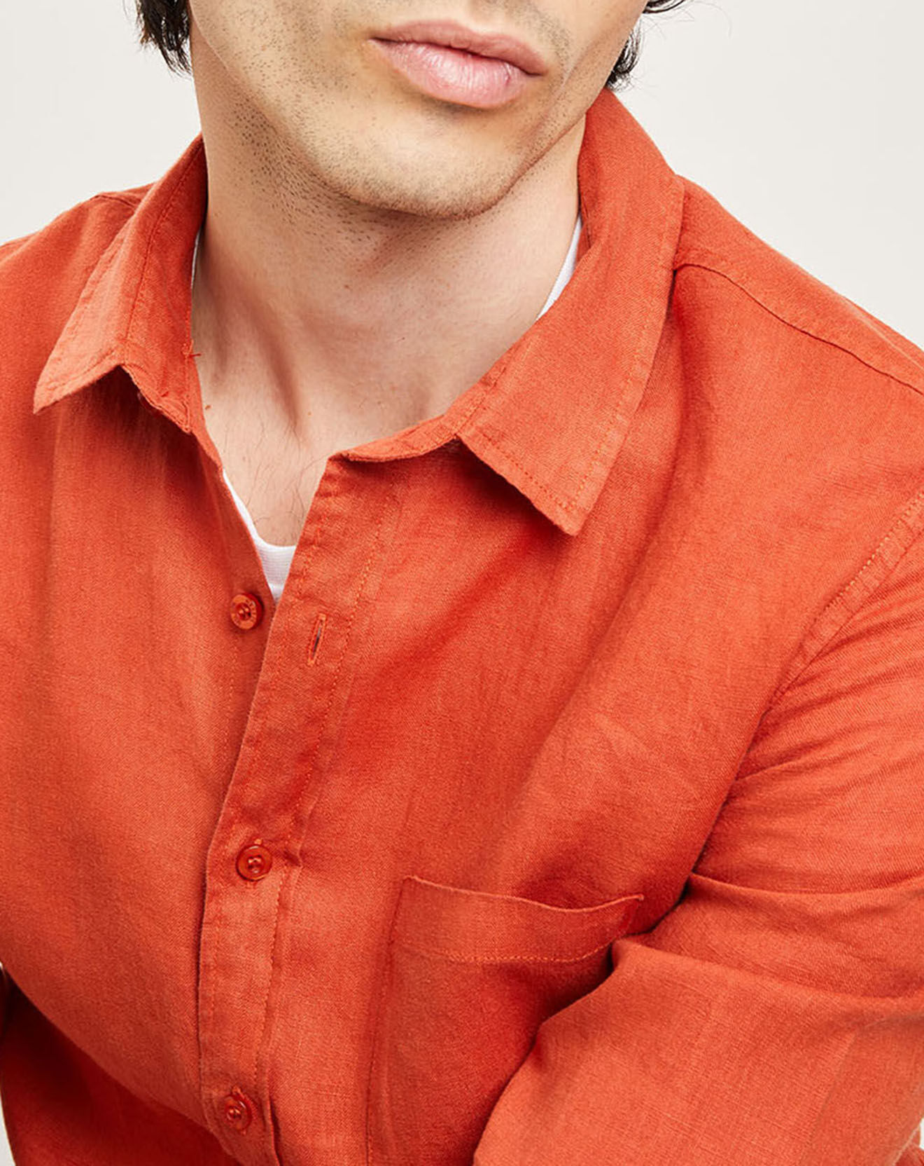 Harris Wilson Chemise slim 100% Lin Efesio rousse