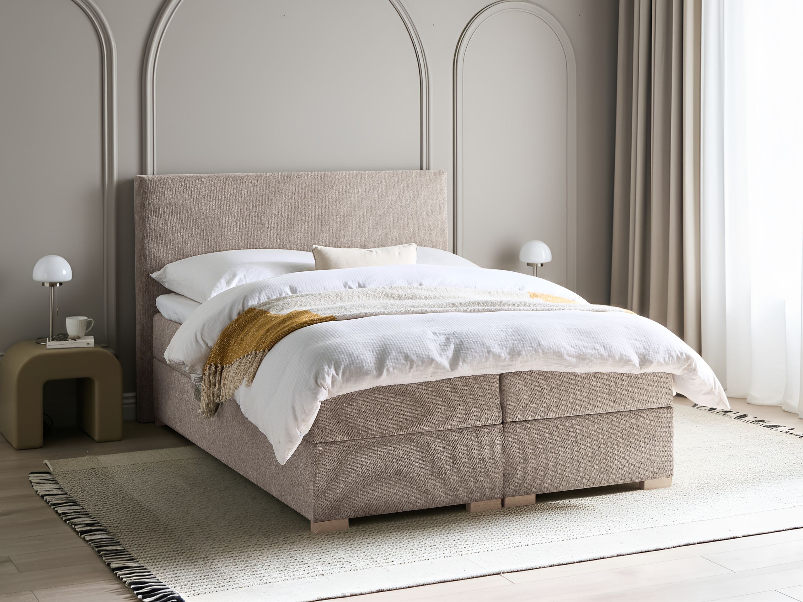 Beliani - MAJOR - Boxspring - Taupe - 140 x 200 cm - Stof