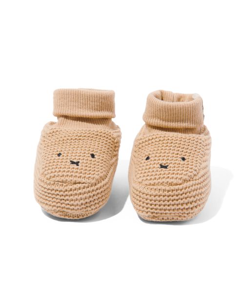 chaussons nouveau-né Miffy en maille marron clair