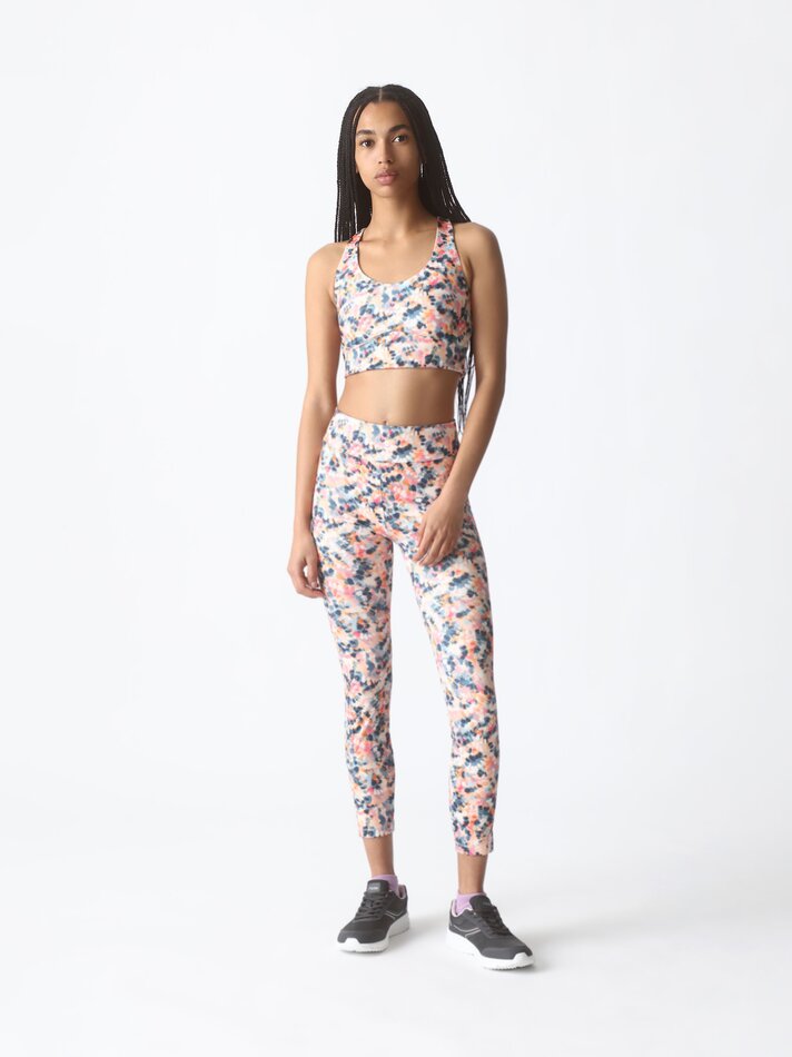 Leggings esportivas estampadas - Branco/laranja
