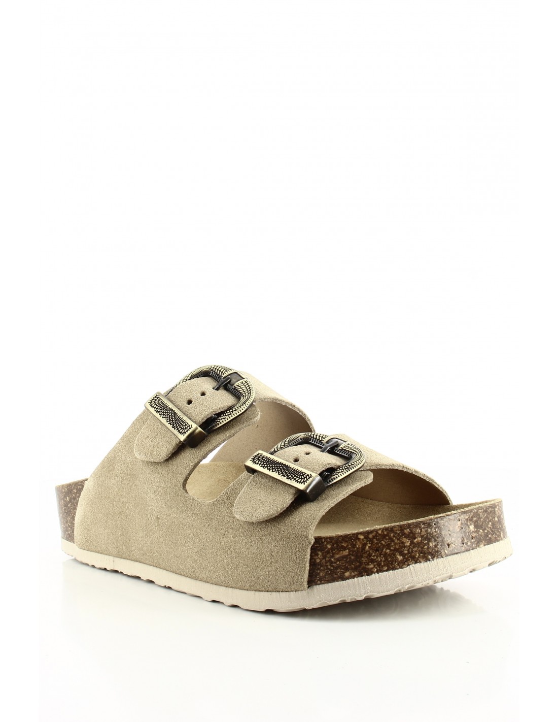 plakton Mules Femme Afelpado Cuir Beige