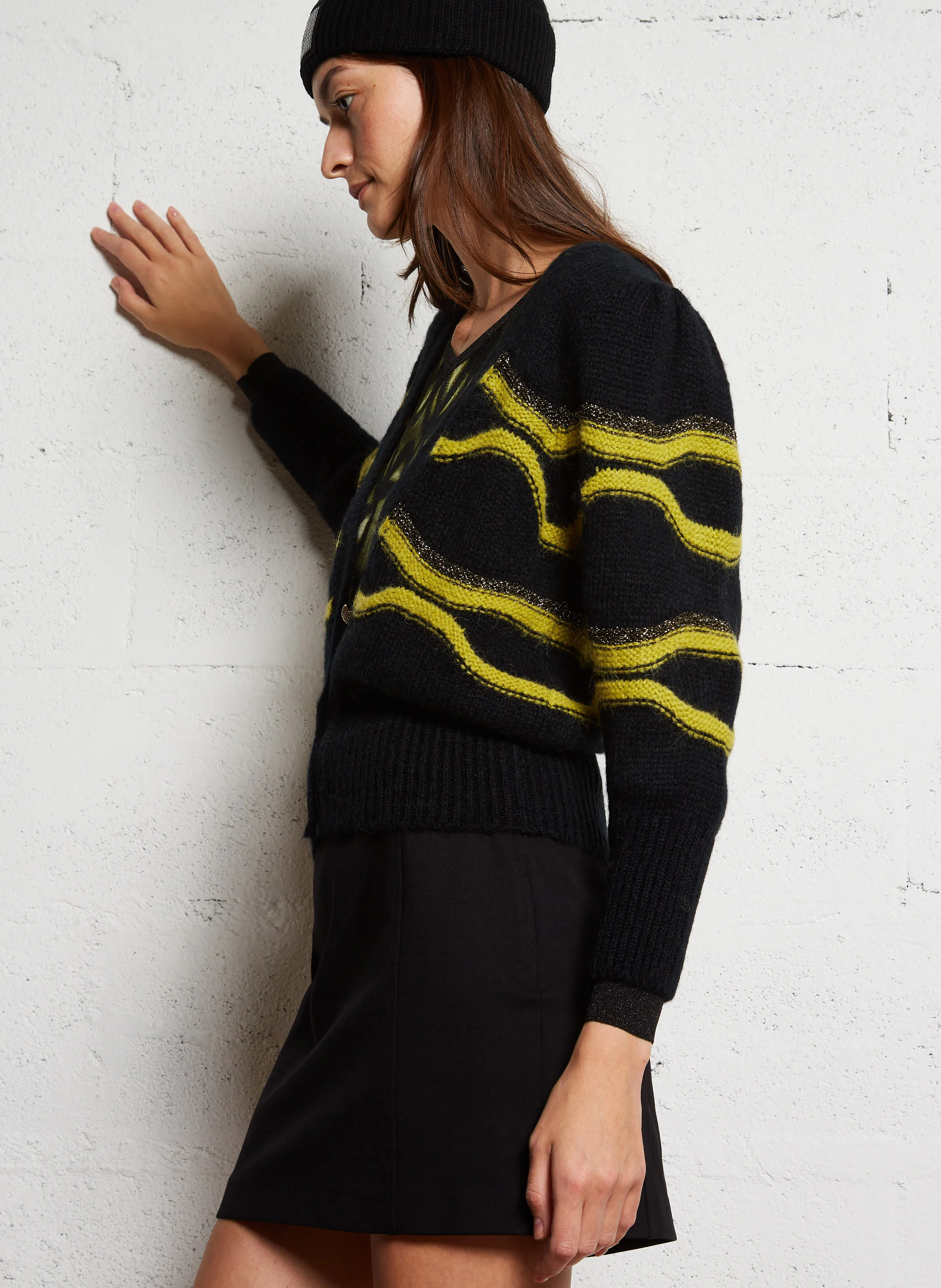 Cardigan ajusté à col V | Vert