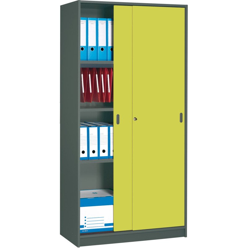 Armoire Harmonie H 180 x L 90 x P 44 cm corps anthracite portes coulissantes couleur