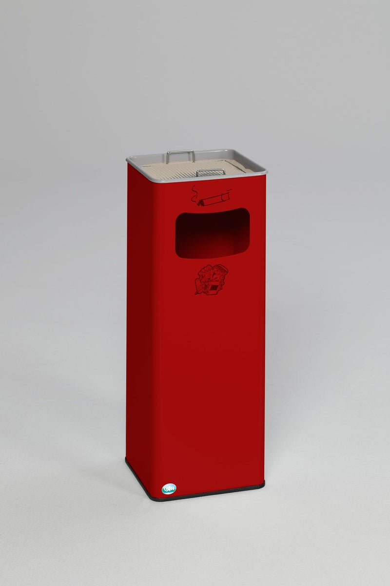 PROREGAL Klassieke Combinatie Asbak, Rechthoekig, HxBxD 66,5 x 26 x 26 cm, Gegalvaniseerd Staal, Rood