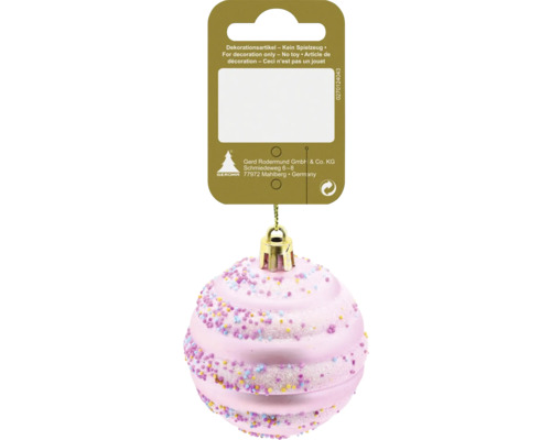 Kerstdecoratie bal glitter Ø 6 cm roze