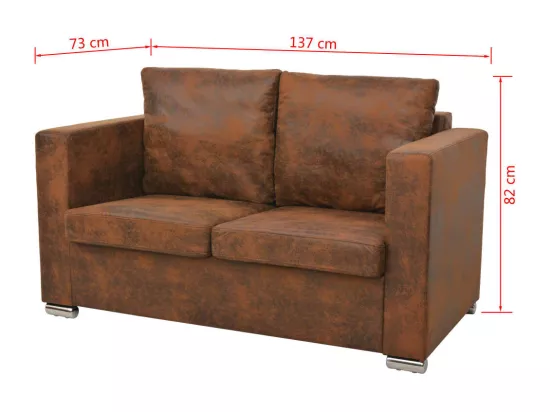 Canapé à 2 places 137 x 73 x 82 cm Cuir daim artificiel