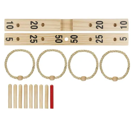 Idena Ringwurfspiel Holz 9 Stäbe, 4 Ringe