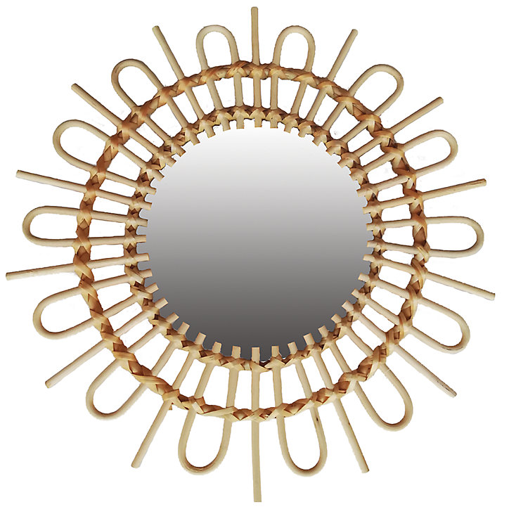 Miroir mural fleur Ø50cm rotin naturel