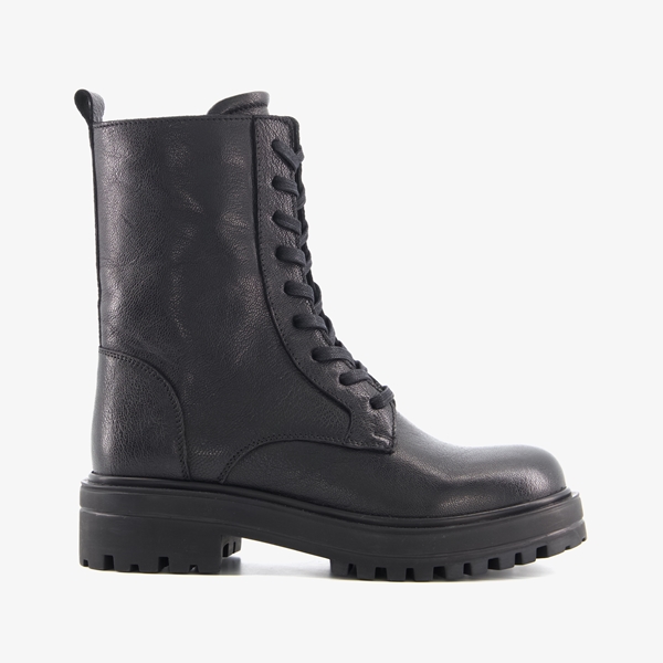 Harper leren dames veterboots zwart