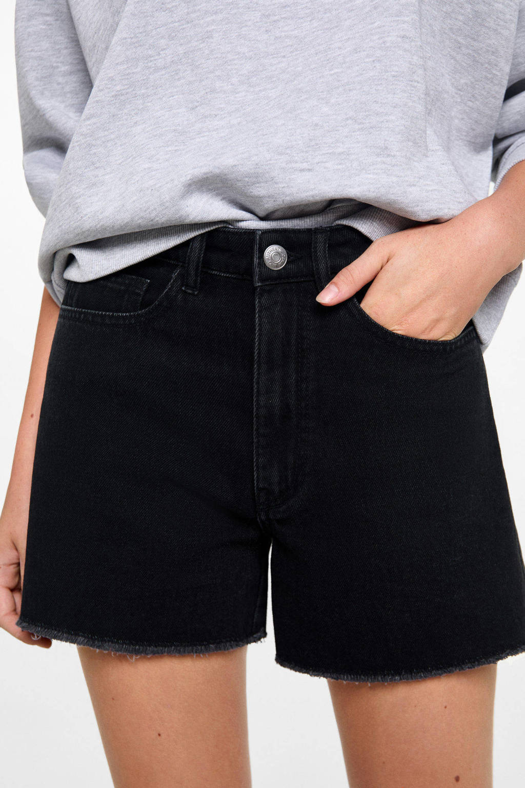 MANGO TEEN high waist denim short donkergrijs