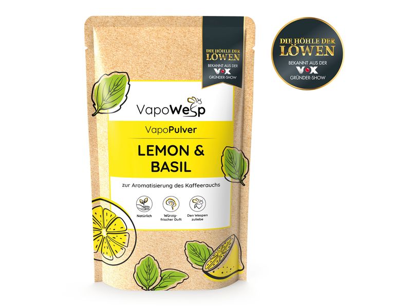 VapoWesp Ersatzkräuter Zitrone & Basilikum, 100 g Aromakräuter- Nachfüllpackung für die Räucherbox