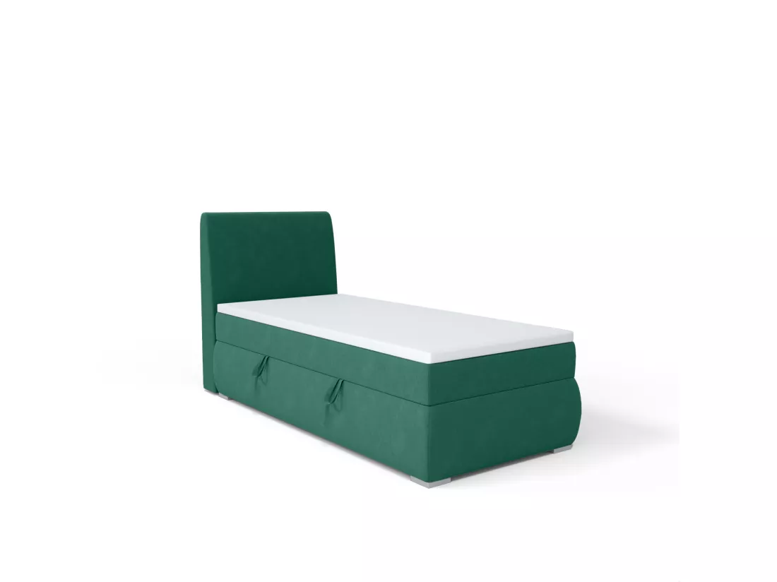 LIT BOXSPRING avec coffre de rangement Buffalo Mini côté gauche 100x200 cm, Fancy 36 (Vert)