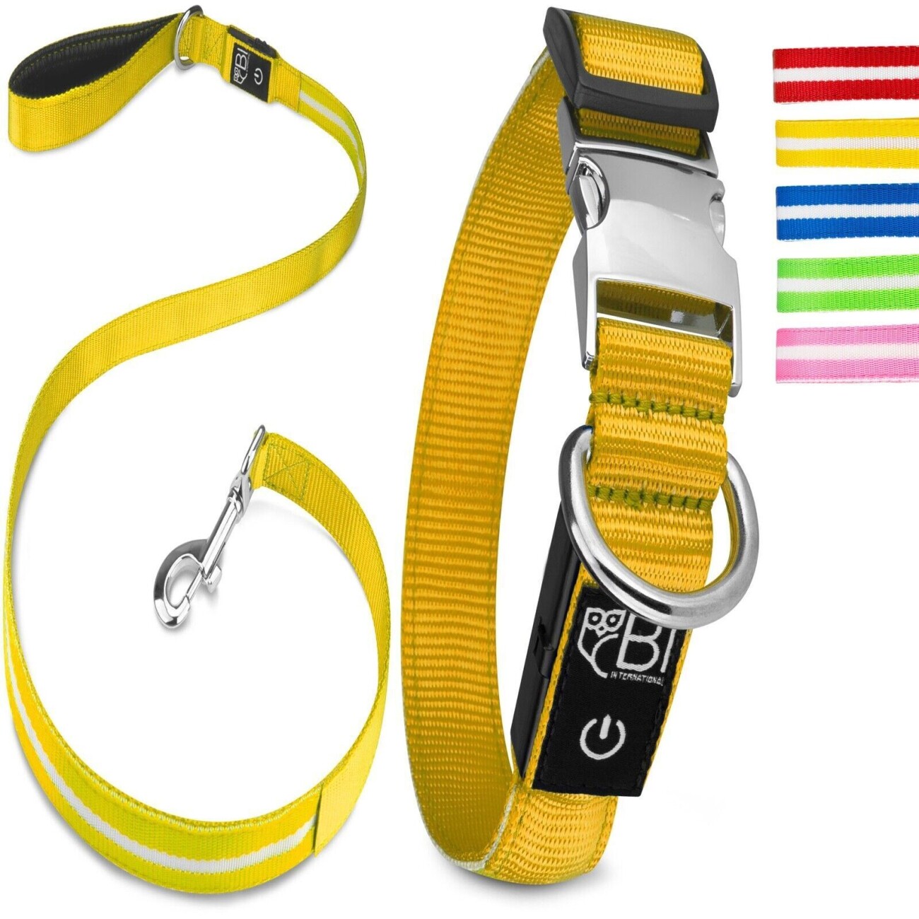 Petsation Leuchthalsband + Leine gelb L