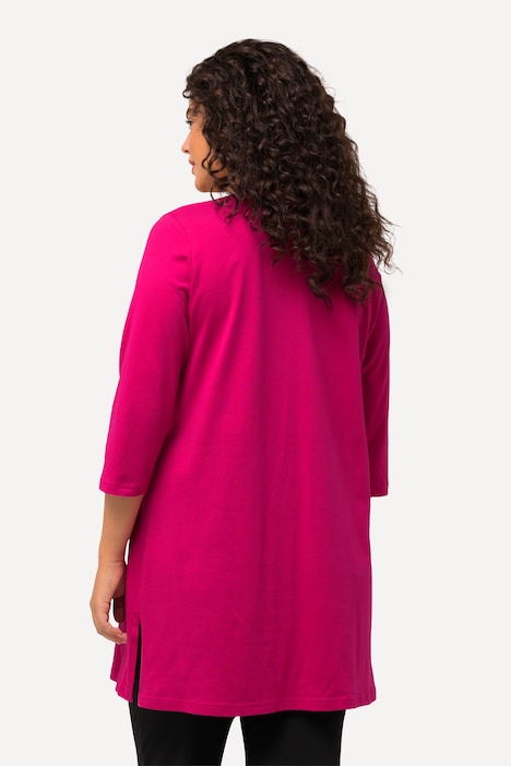 Longshirt, A-Linie, V-Ausschnitt, 3/4-Arm
