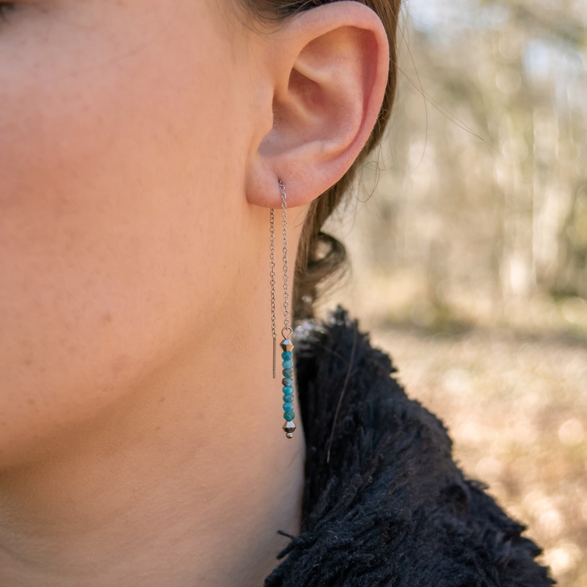 Collier, bracelet et boucles d'oreilles Lumia en pierres Apatite