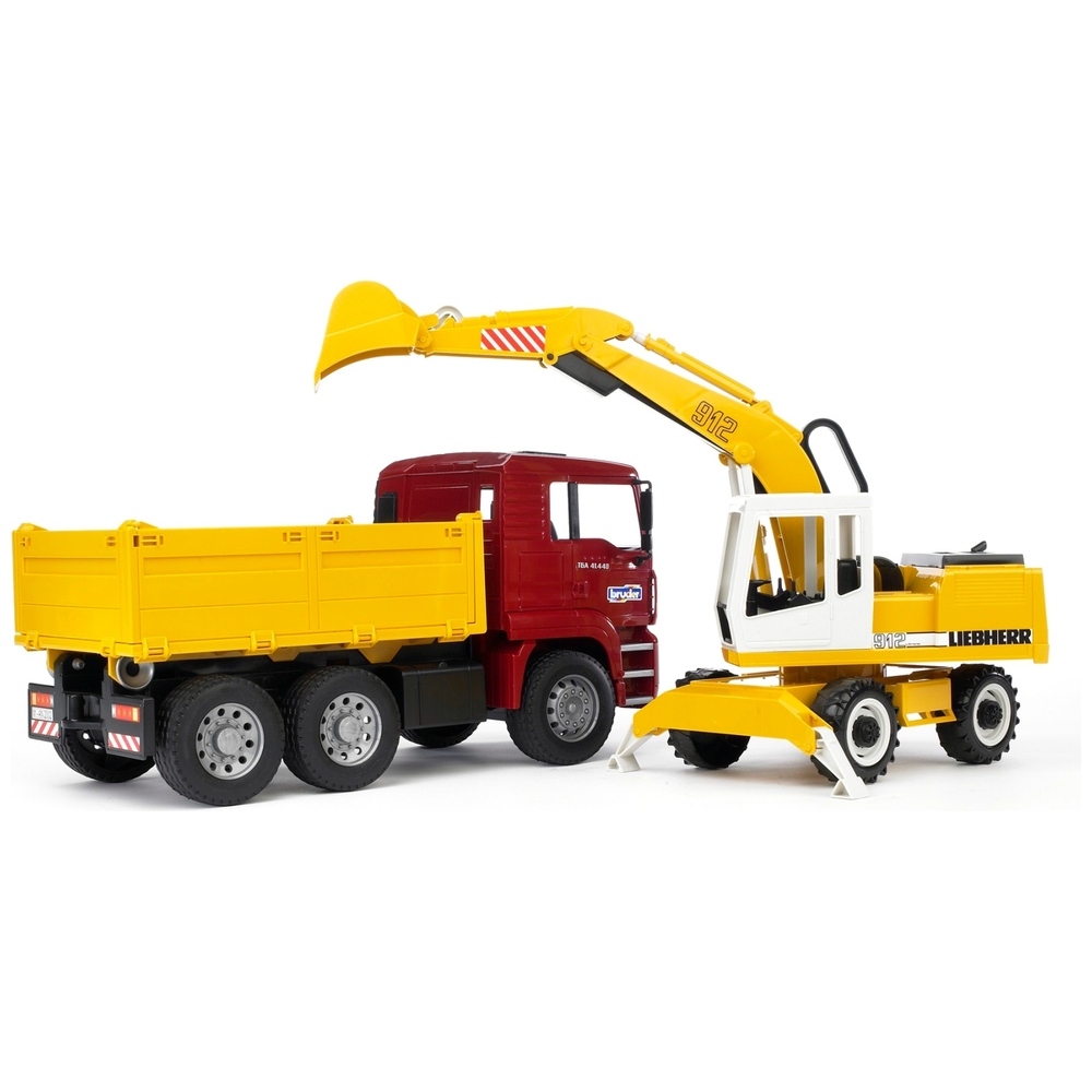Bruder Man TGA Baustellenfahrzeug mit Liebherr-Bagger