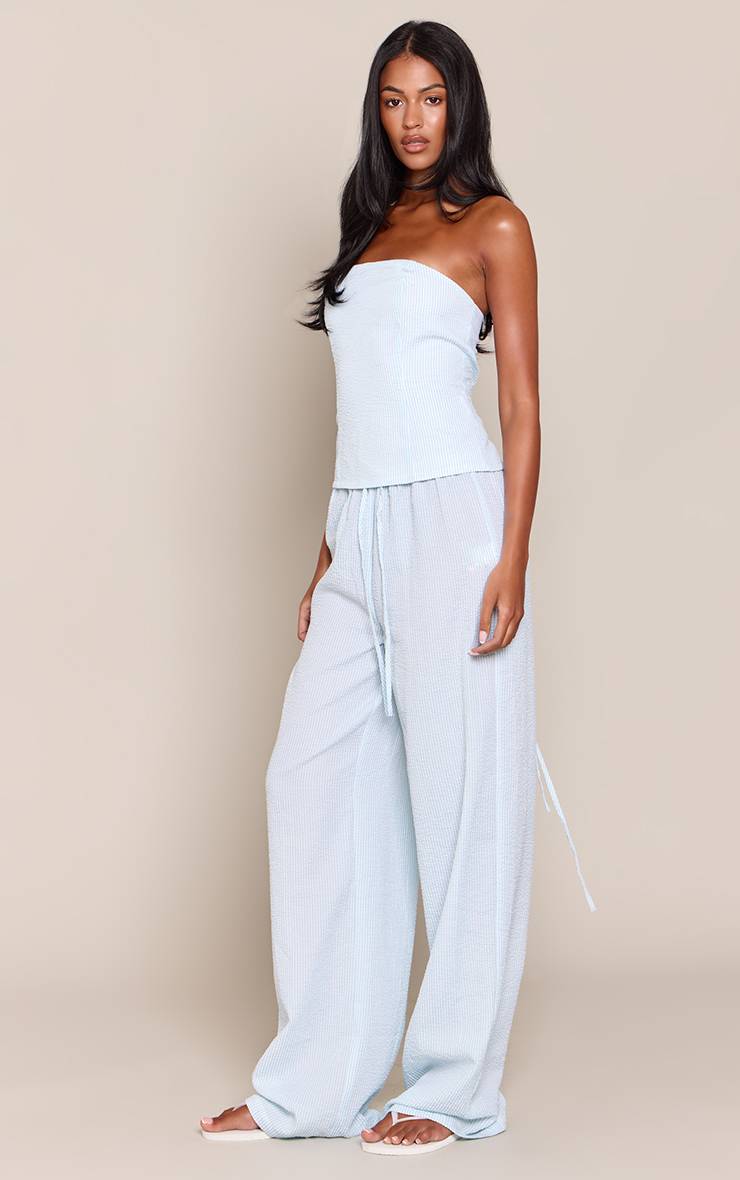 Bleu Pantalon Tall À Rayures Fines Avec Taille Élastiquée
