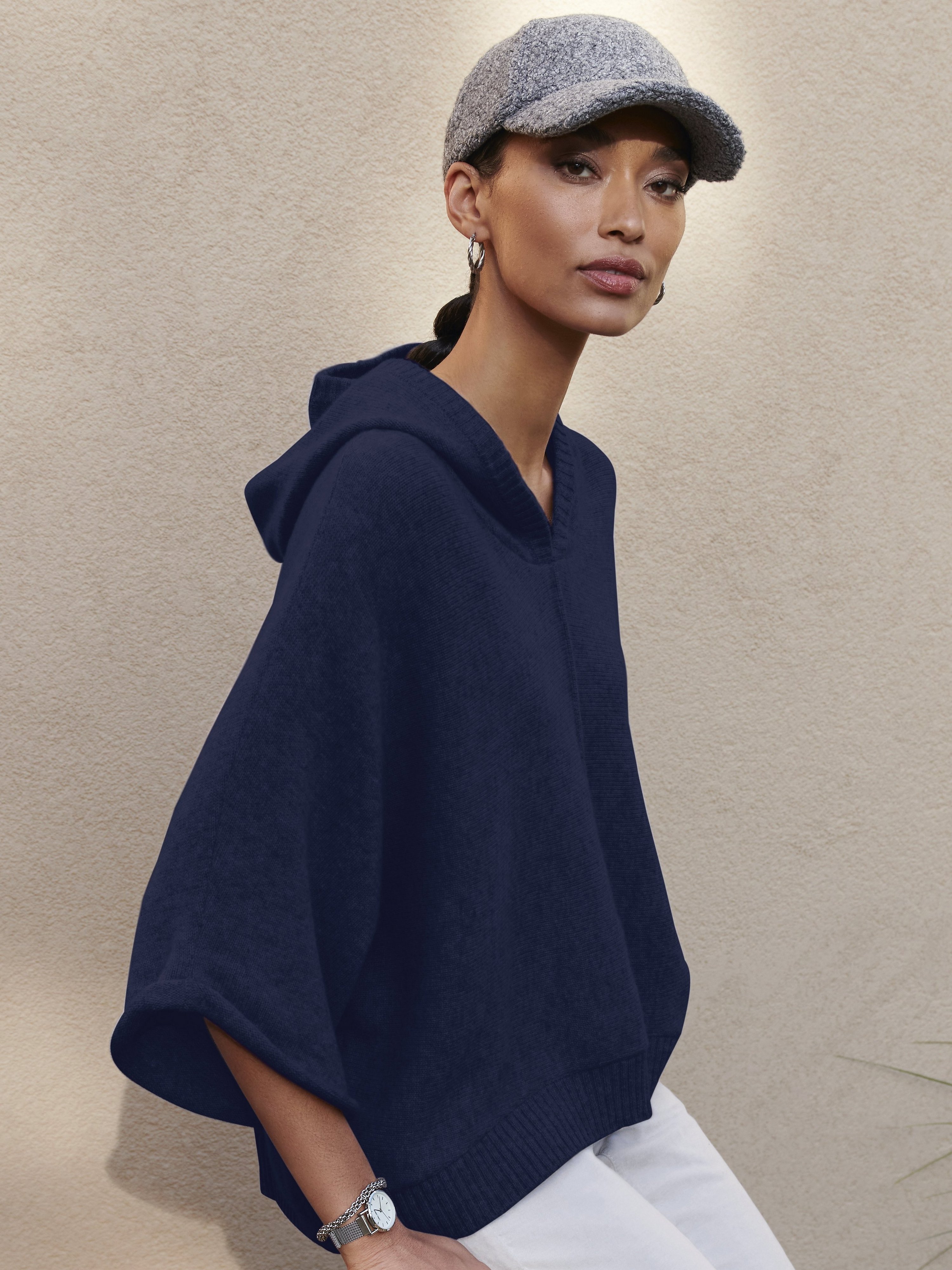 Hoodie-Pullover aus Schurwolle und Kaschmir