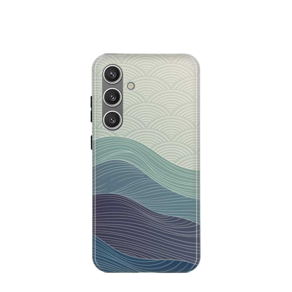 Samsung Galaxy S24 Hybrid (Kunststoff / Gummi) Hülle Wellen und Wind - Blau