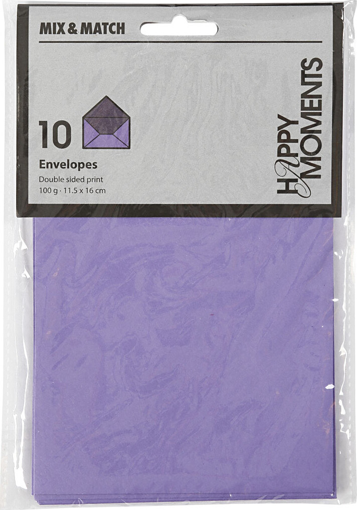 Kuvert - Kuvert Str. 11,5X16 CM - 100 G - Mørk Lilla/Lilla - 10 Stk