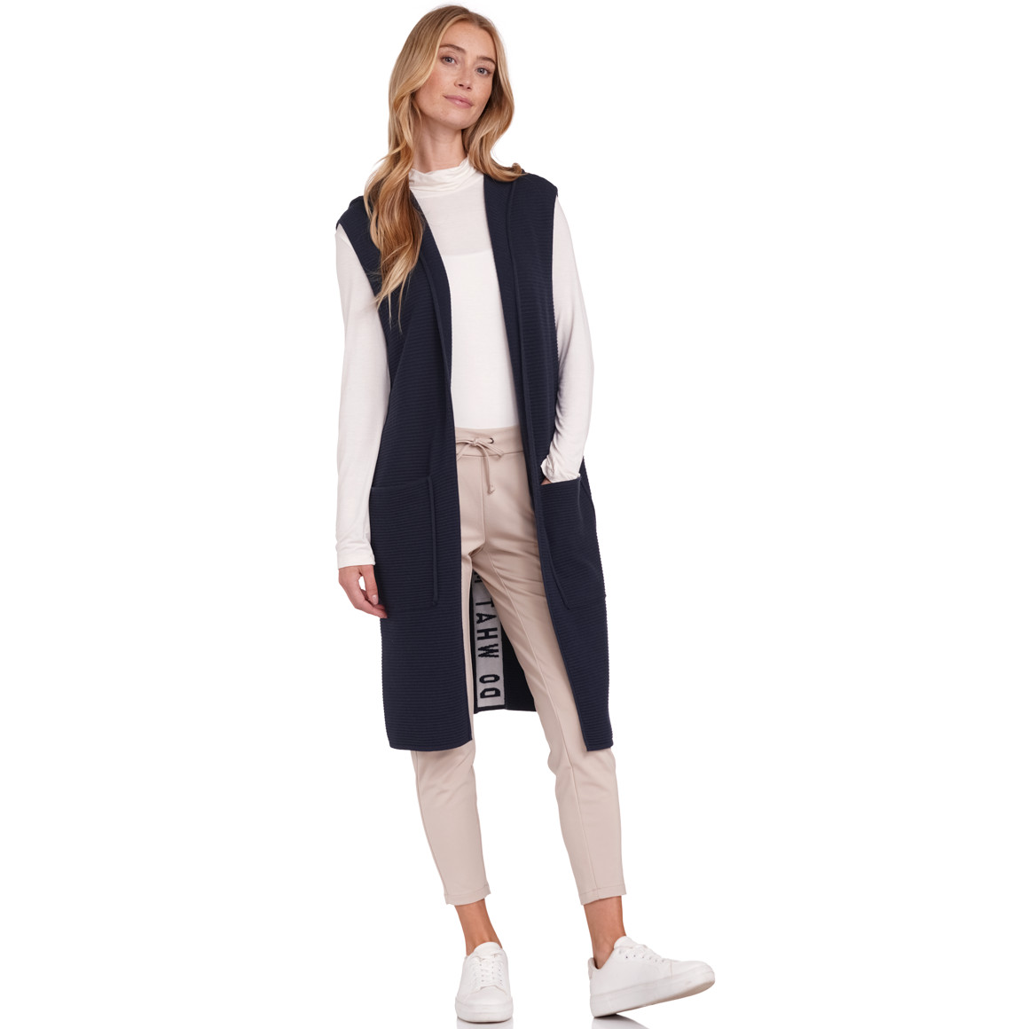 Gina Benotti Damen Strickweste mit Schriftzug dunkelblau