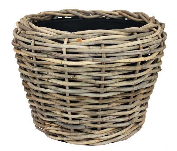 Van der Leeden Rattantopf Drypot, rund, grau