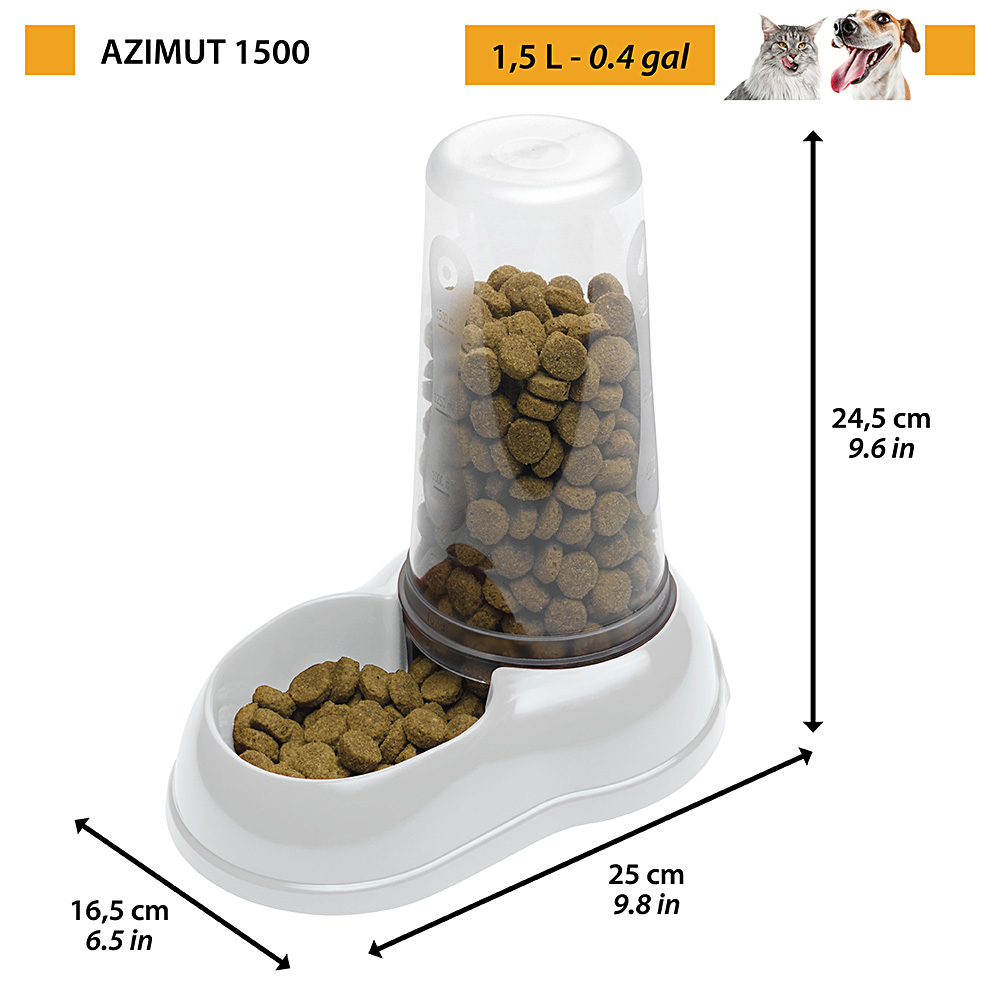 Ferplast distributeur d'eau ou nourriture pour chats et chiens azimut 1500 dispenser pour animaux 1,5 litres mangeoire pour