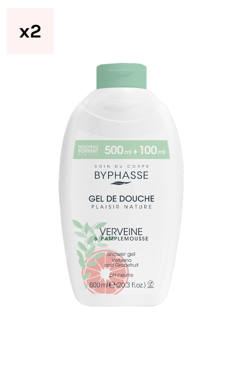 Gels douche - Verveine & Pamplemousse - Plaisir Nature - 2 x 600 ml
