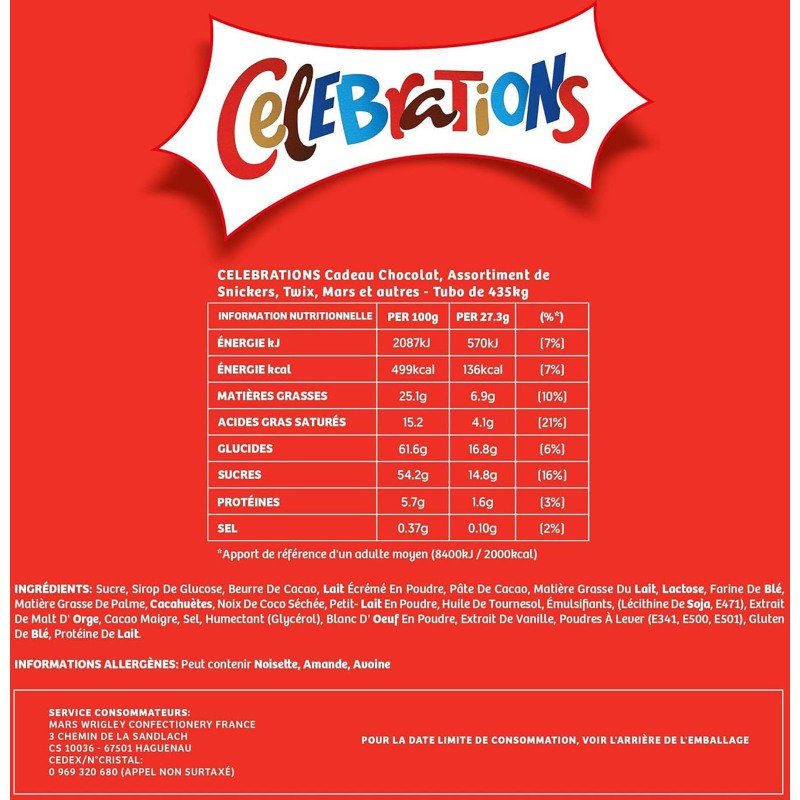Assortiment de chocolats Célébrations - Boîte métal 435 g