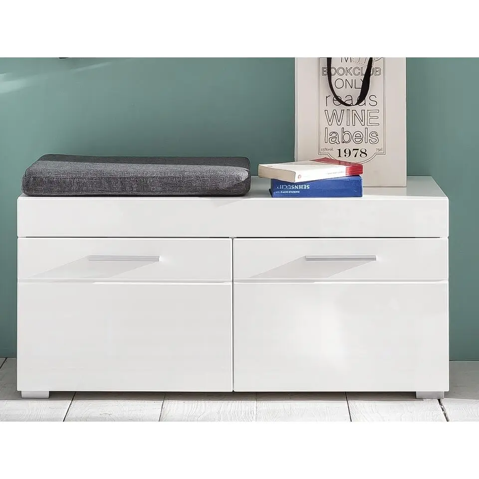 Trendteam Opbergbank Amanda - 91 x 38 x 42 cm - White High Gloss