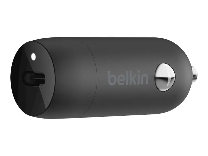 Belkin BoostCharge Car Charger - Bilstrømsadapter - 18 Watt - 3.6 A (24 pin USB-C) - på kabel: Lightning - sort