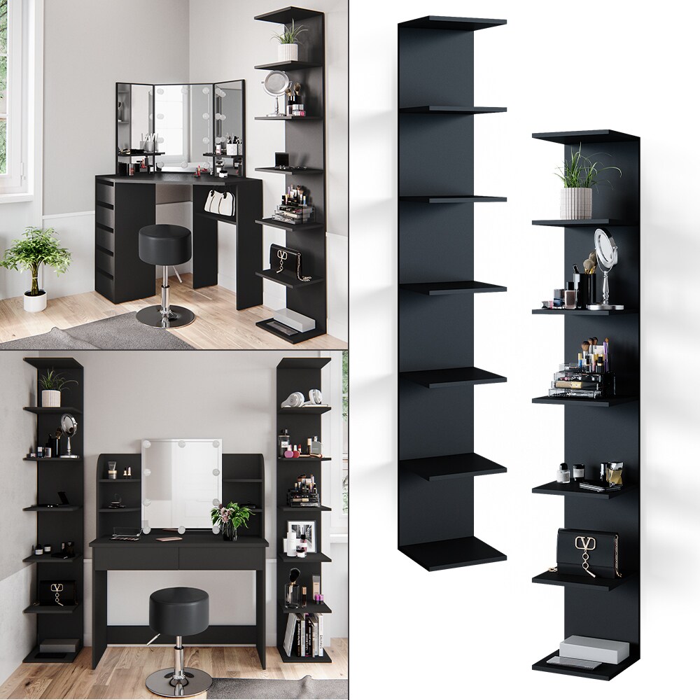Vicco Wandregal Standregal Bücherregal Paolo Schwarz 7 Ablagen Schminktisch Regal