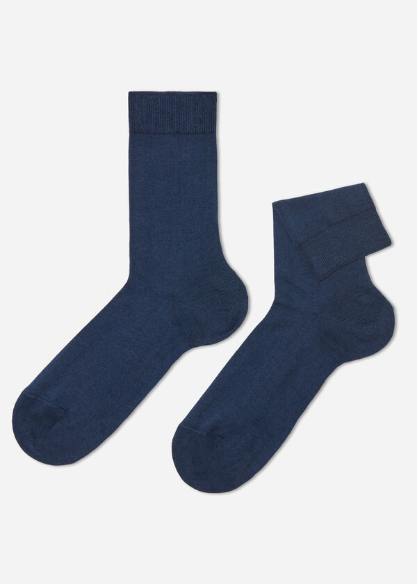 Meias masculinas de algodão stretch de cano médio