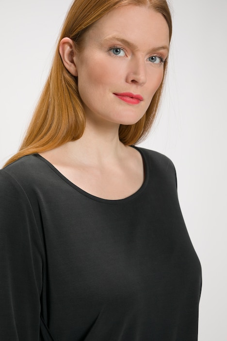 Shirt, Drapierung, Zipfelsaum, Rundhals, 3/4-Arm