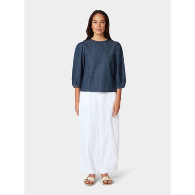 Damen-Jeansbluse 3/4-Arm, Mittelblau