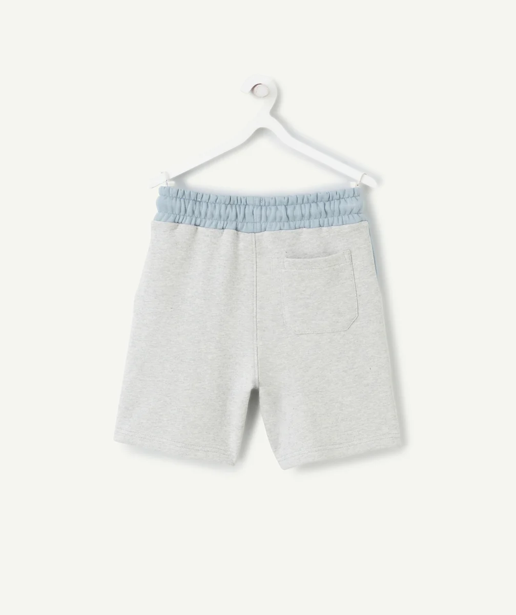 BERMUDA GARÇON EN COTON BIO GRIS VERT ET BLEU